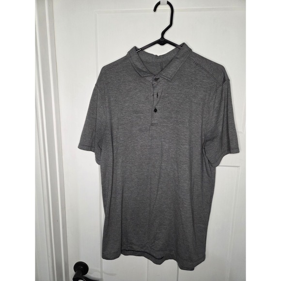 Lululemon Evolution Short Sleeve Polo Heathered Black Size M - Picture 3 of 5